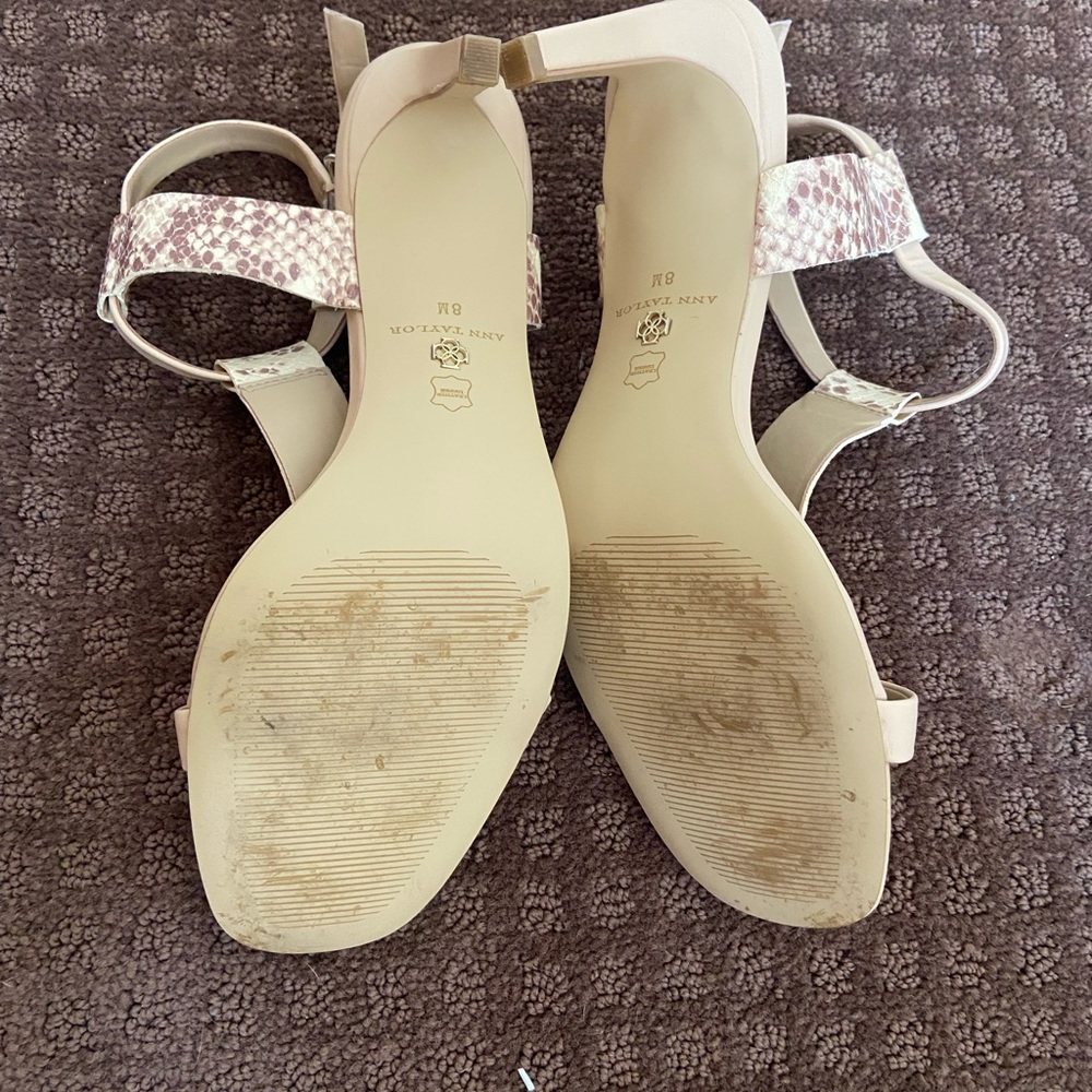 Ann Taylor Python Peep Toe Strap Around Ankle Sti… - image 3